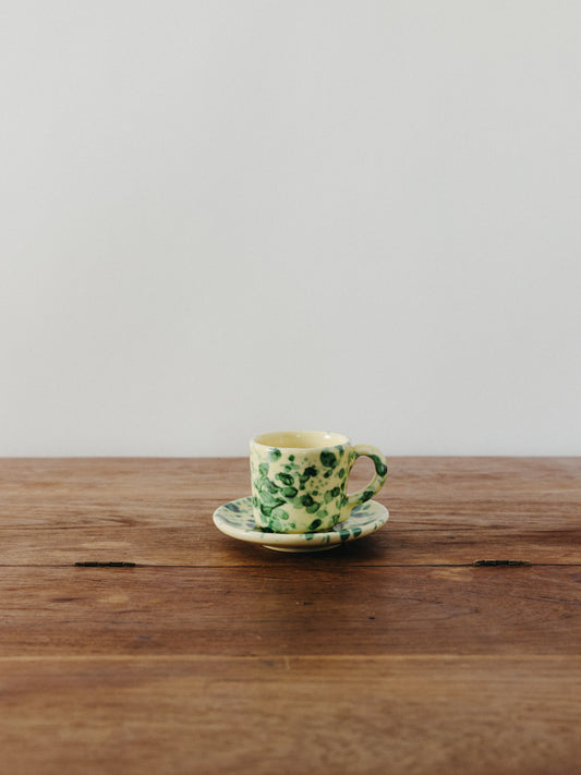 Ceramic Splatter Coffee Cup with Saucer