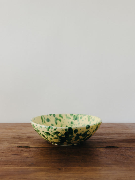 Ceramic Splatter Low Salad Bowl