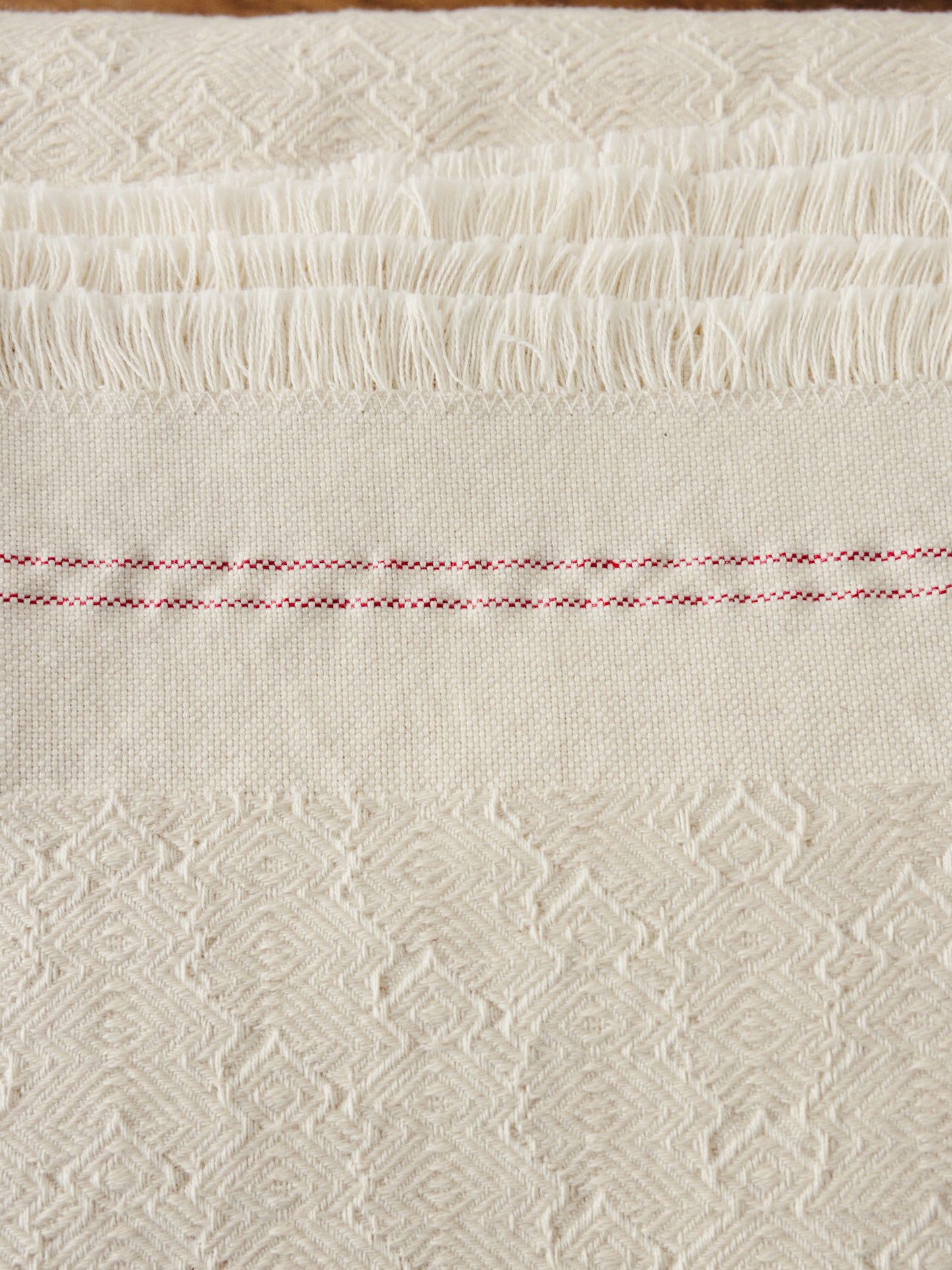 Chiarastella "F28" Cashmere Throw in Sand/Red Stripe