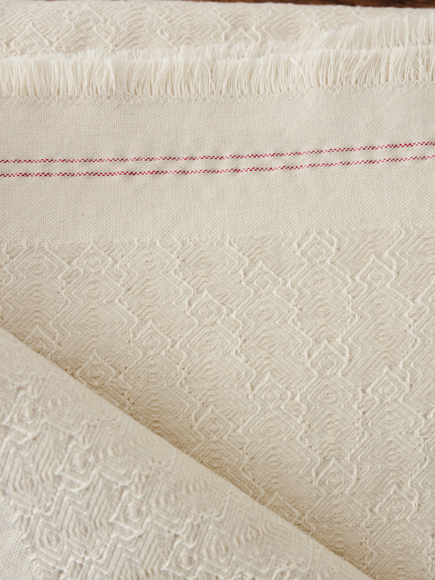 Chiarastella "F28" Cashmere Throw in Sand/Red Stripe