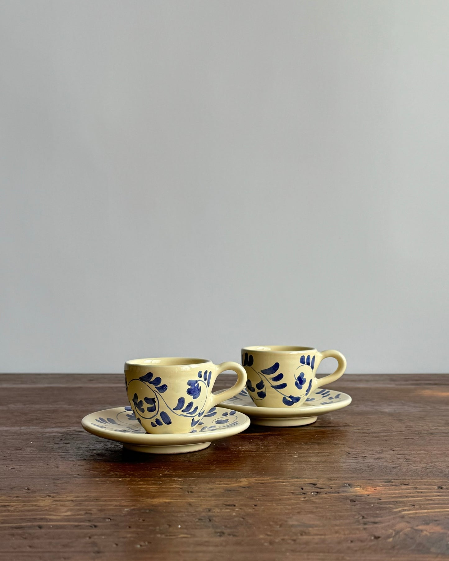 Ceramic "Blue Vines" Espresso Cup and Saucer Set