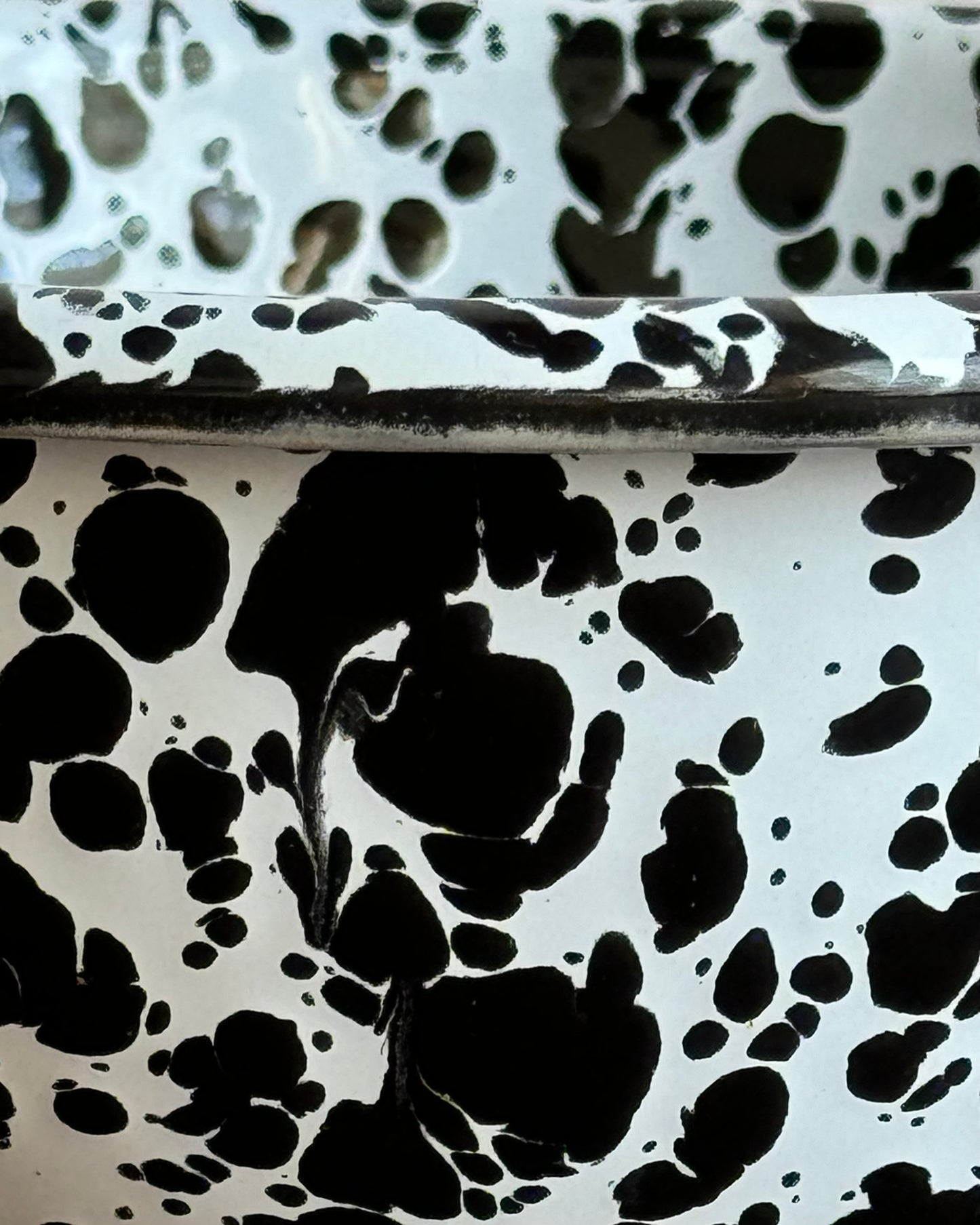 Splatter Enamelware Small Footed Bowl, Black & White