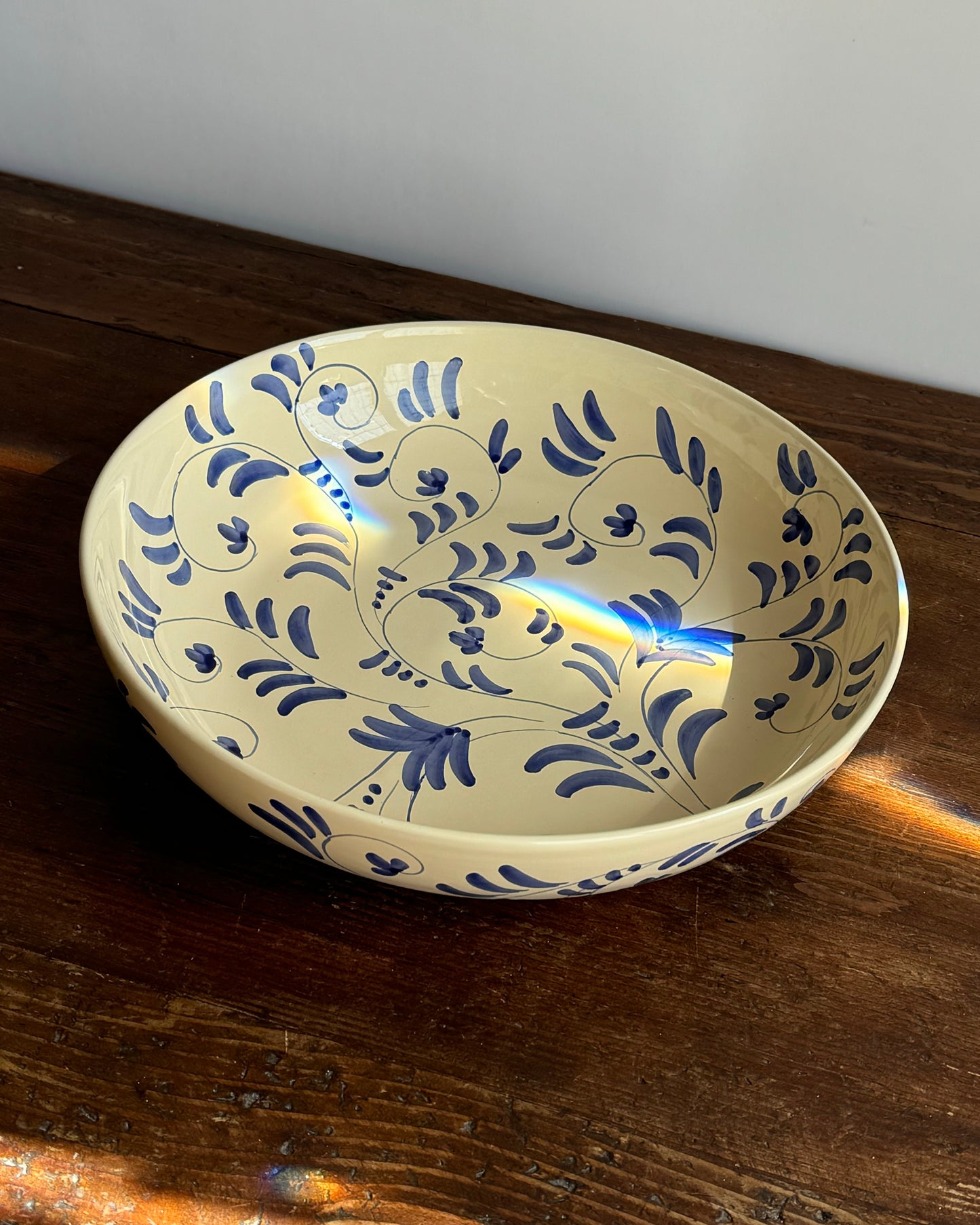 Ceramic "Blue Vines" Shallow Bowl