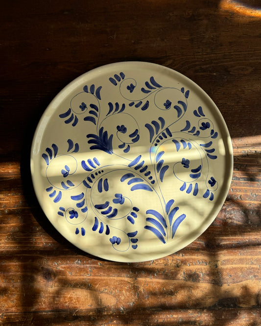 Ceramic "Blue Vines" Pizza Plate