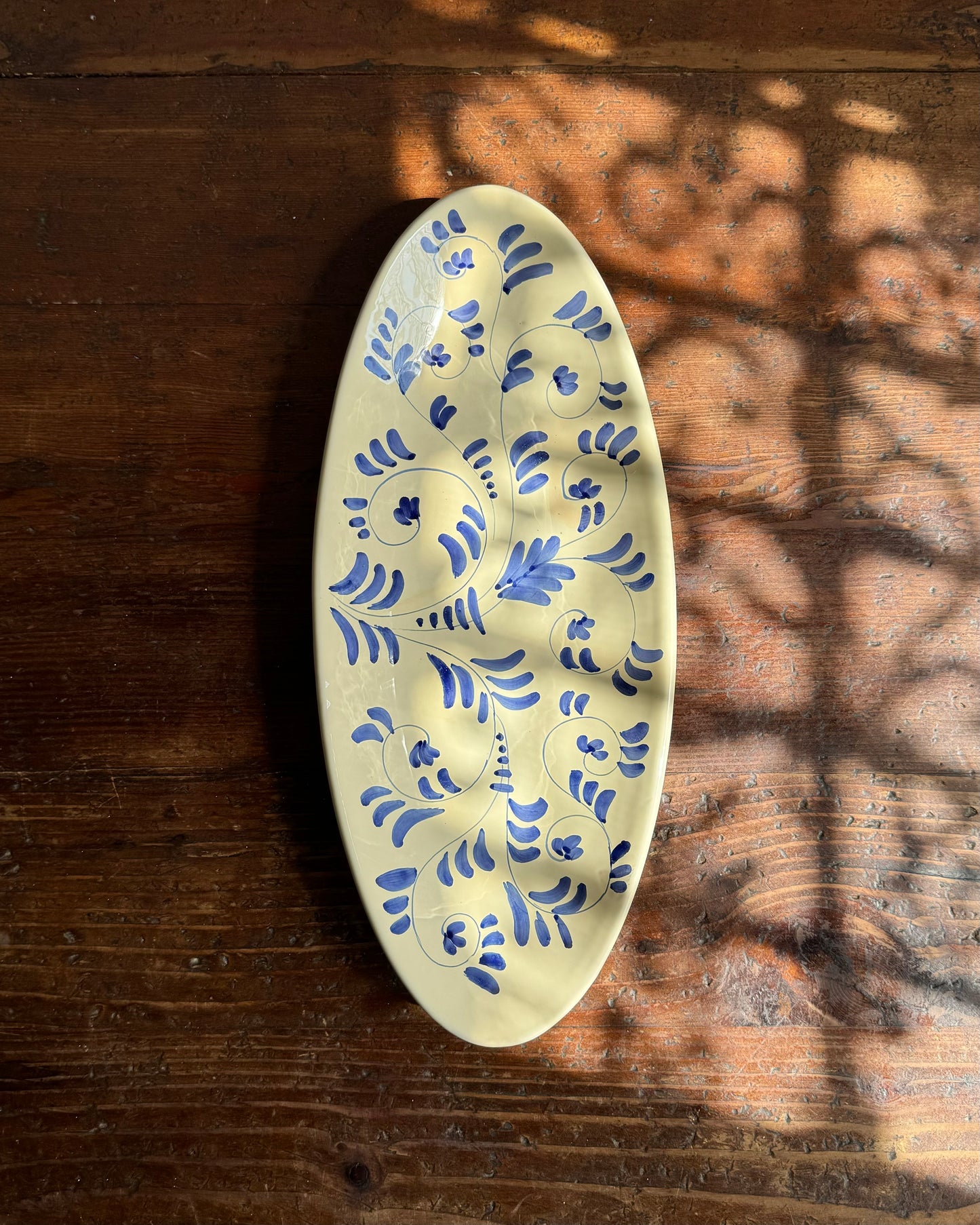 Ceramic "Blue Vines" Barchetta Platter