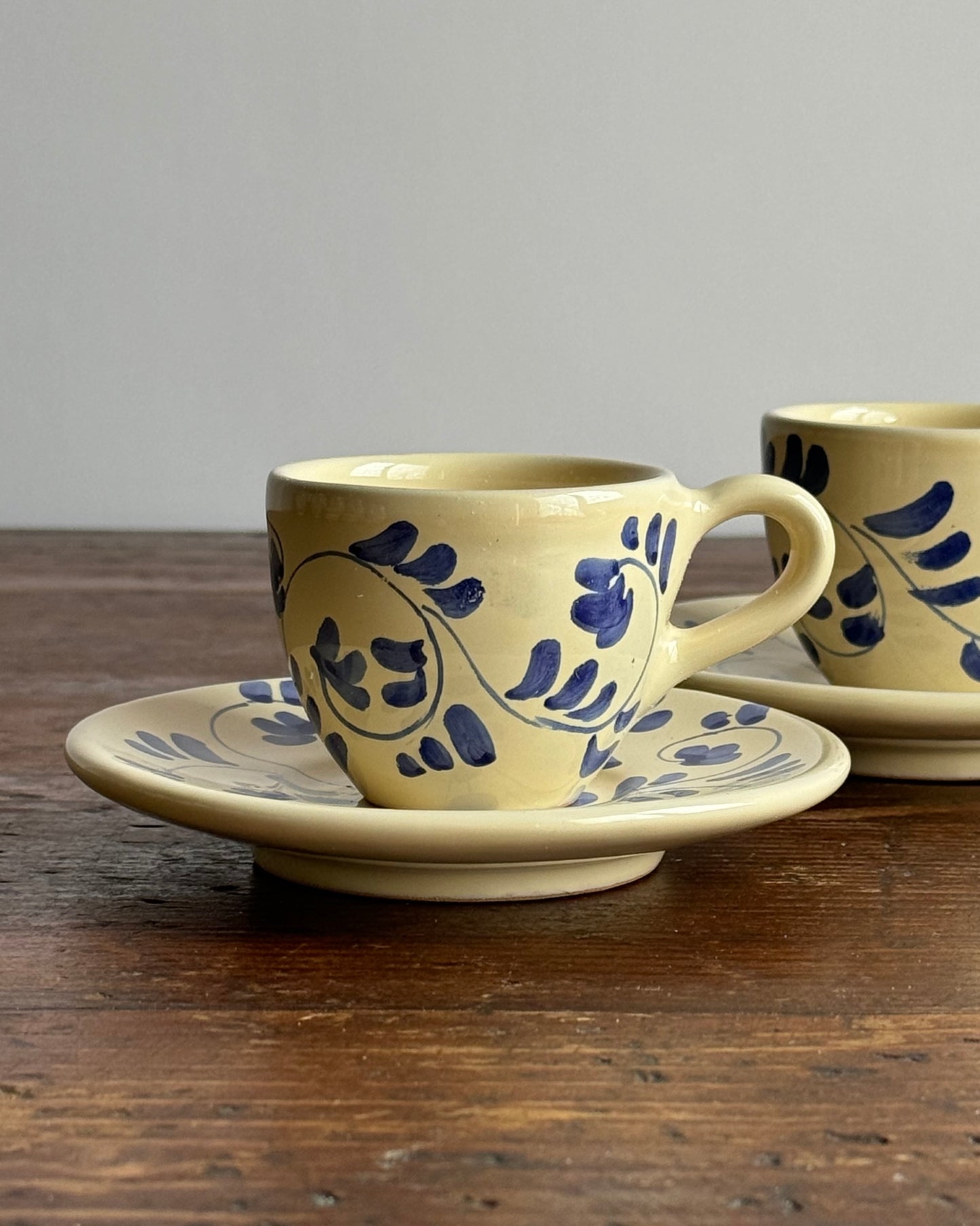 Ceramic "Blue Vines" Espresso Cup and Saucer Set