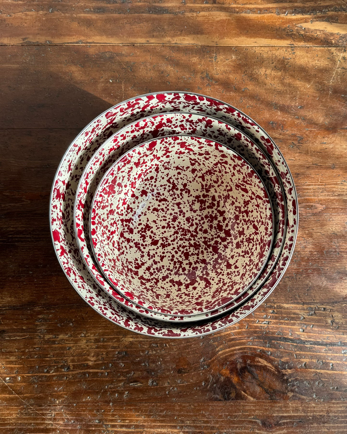 Splatter 3 Piece Mixing Bowl Set, Burgundy & Cream