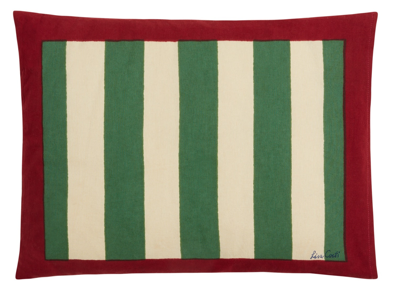 Lisa Corti Nizam Stripes Green Natural Pillow