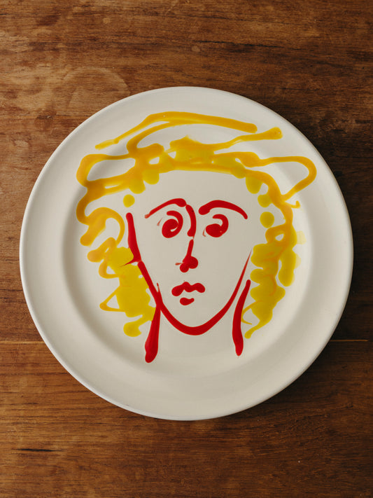 Ceramic Face Dinner Plate, No. 14