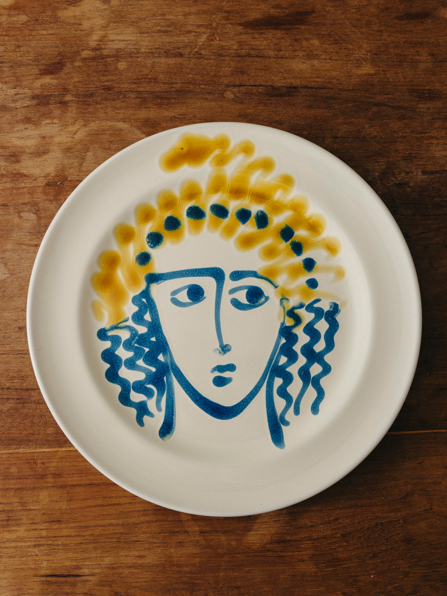 Ceramic Face Dinner Plate, No. 12