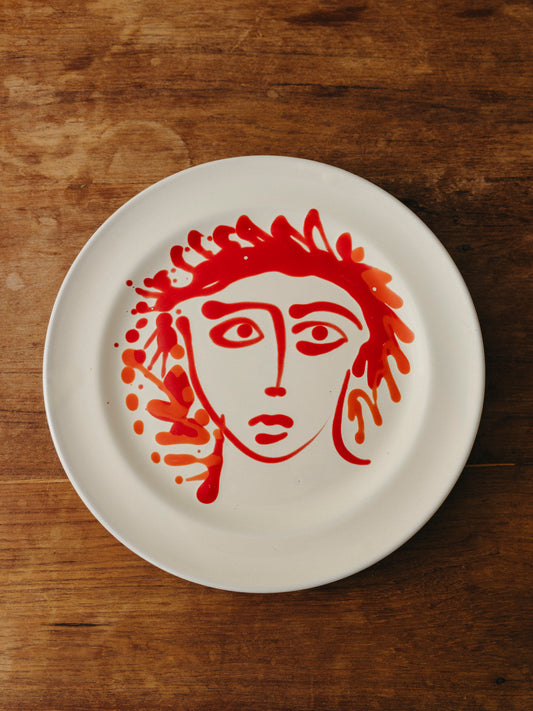Ceramic Face Dinner Plate, No. 09