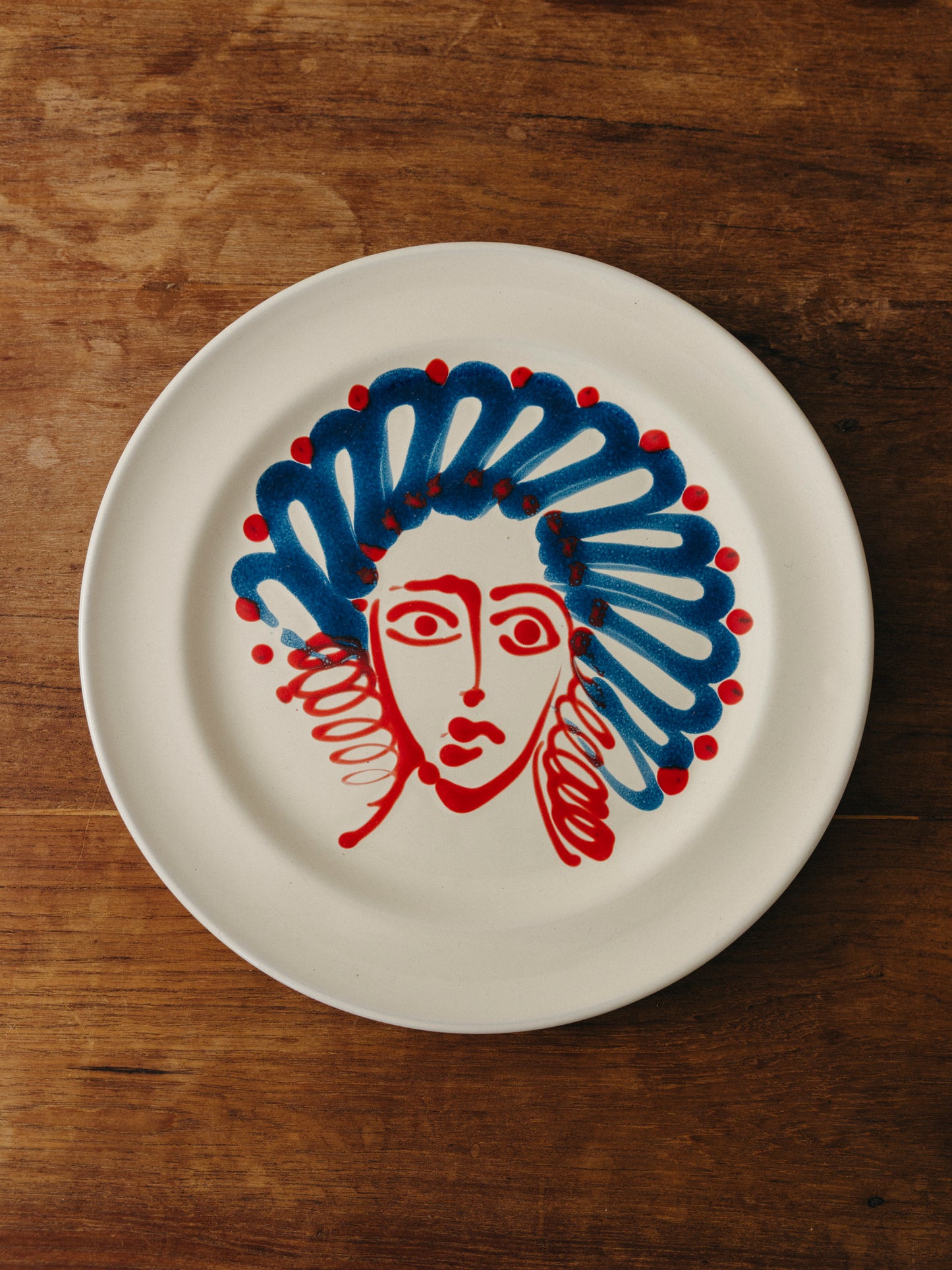 Ceramic Face Dinner Plate, No. 08