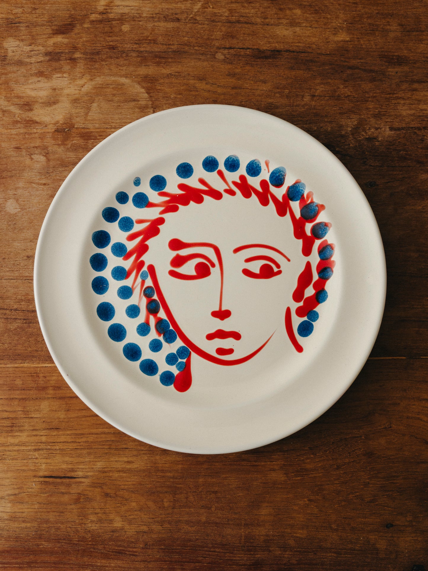 Ceramic Face Dinner Plate, No. 07