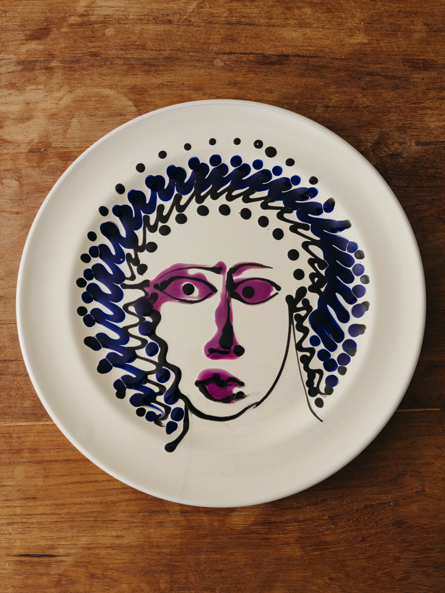 Ceramic Face Dinner Plate, No. 05