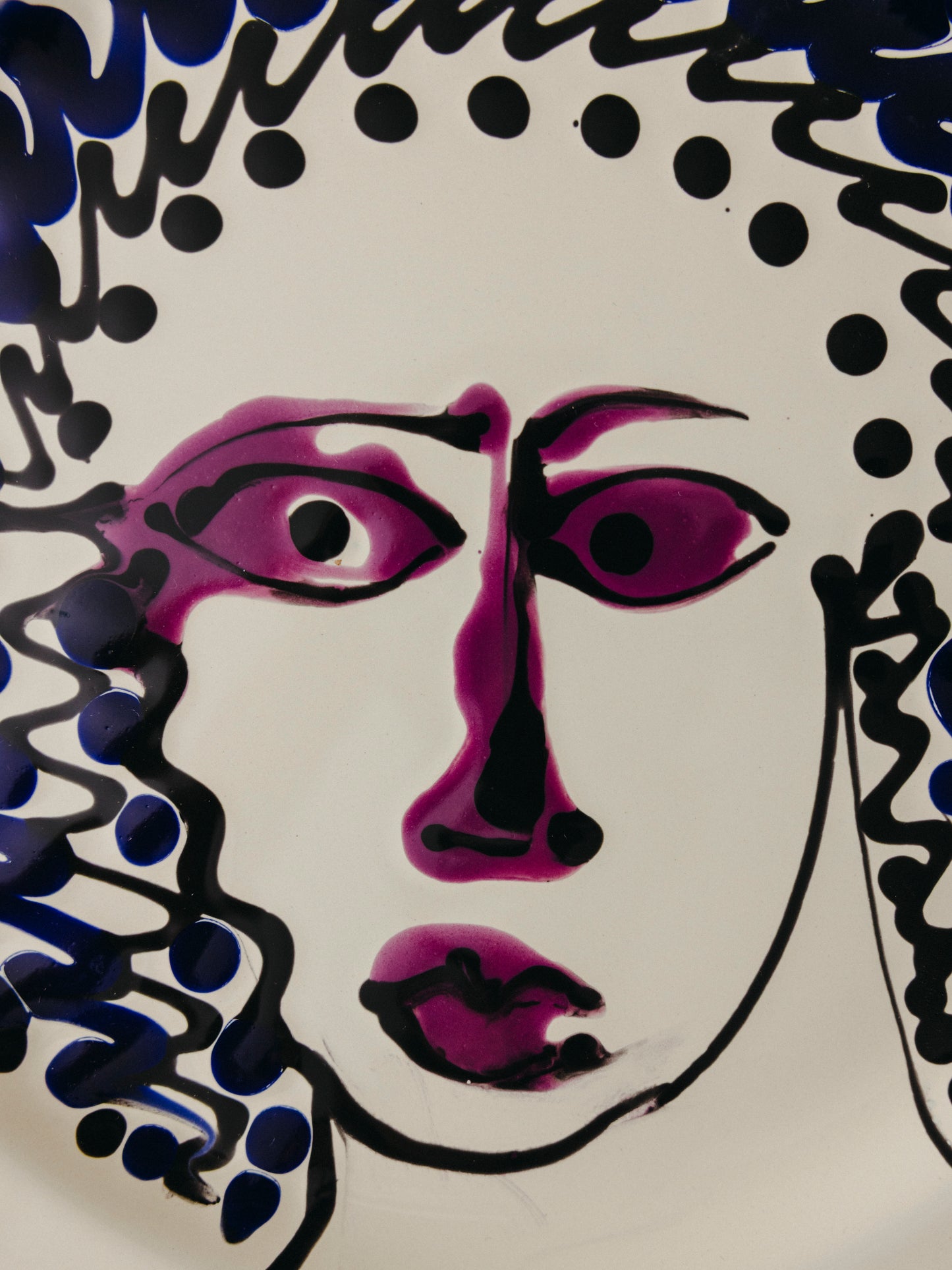 Ceramic Face Dinner Plate, No. 05
