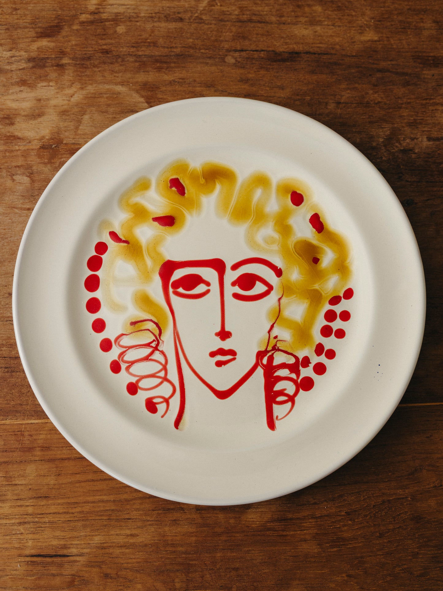 Ceramic Face Dinner Plate, No. 04
