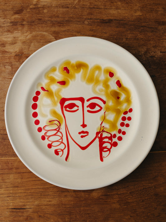 Ceramic Face Dinner Plate, No. 04