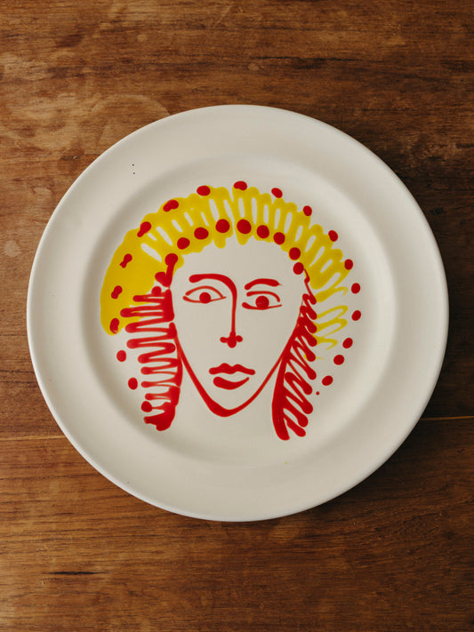 Ceramic Face Dinner Plate, No. 03