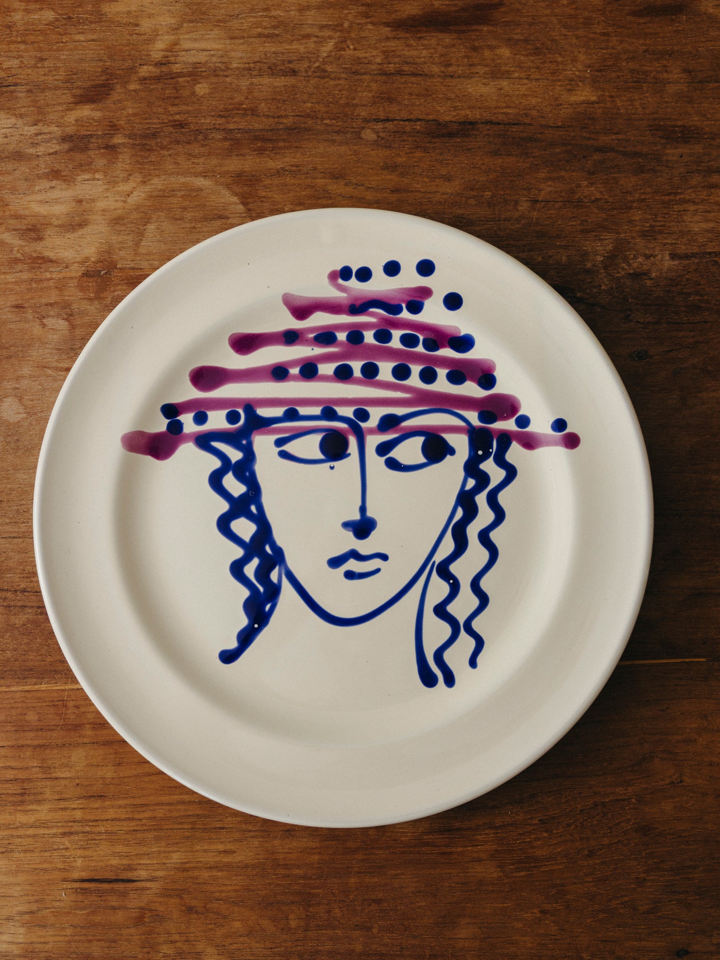 Ceramic Face Dinner Plate, No. 02