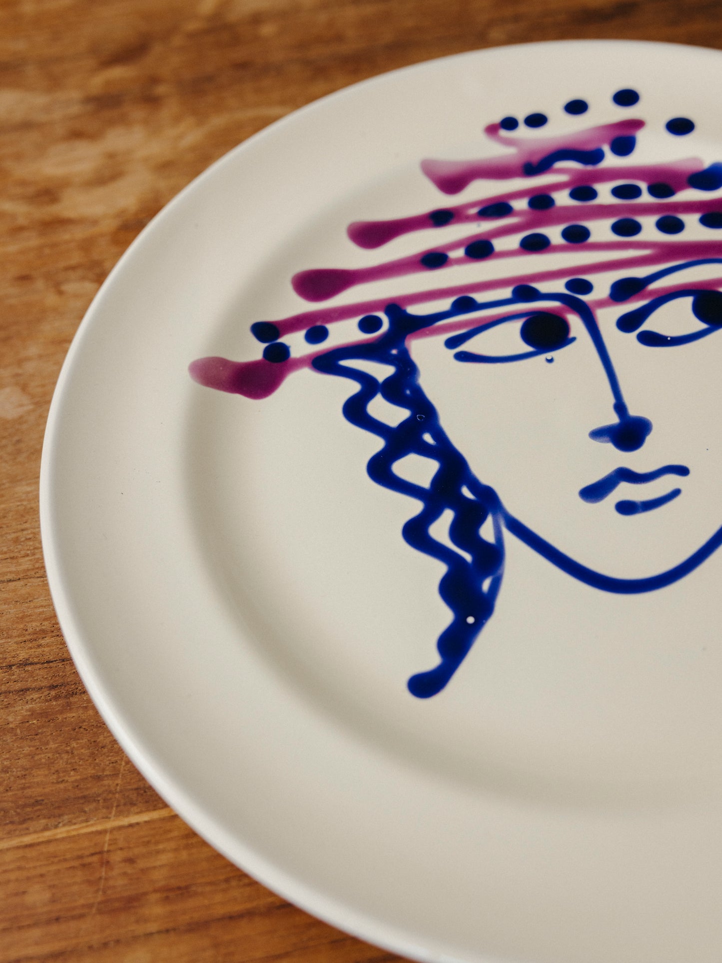 Ceramic Face Dinner Plate, No. 02