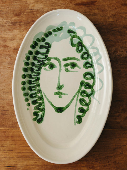 Ceramic Face Medium Oval Platter, No. 01