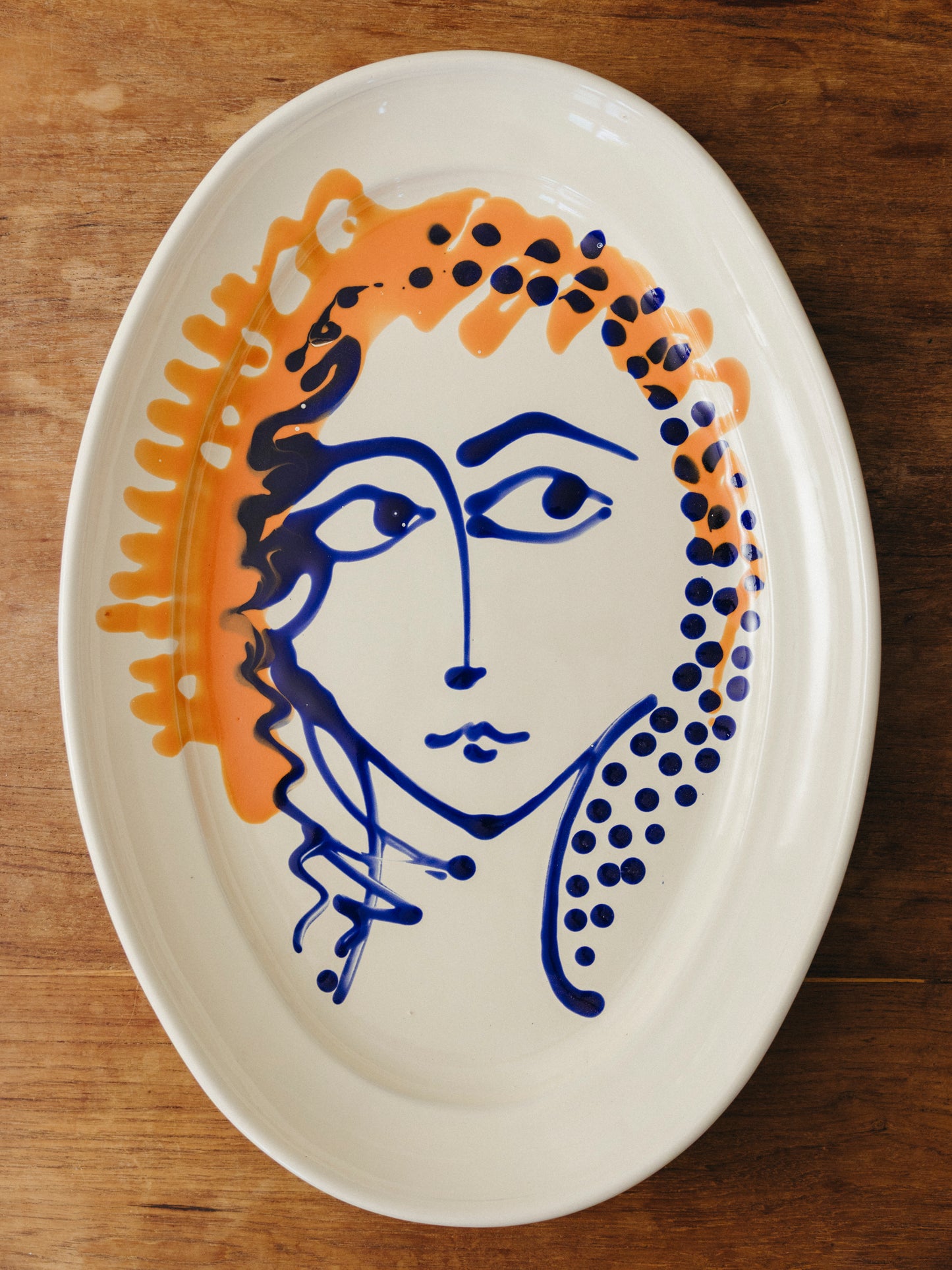 Ceramic Face Large Oval Platter, No. 01