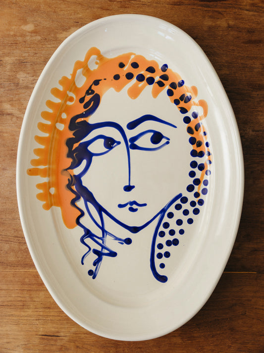 Ceramic Face Large Oval Platter, No. 01