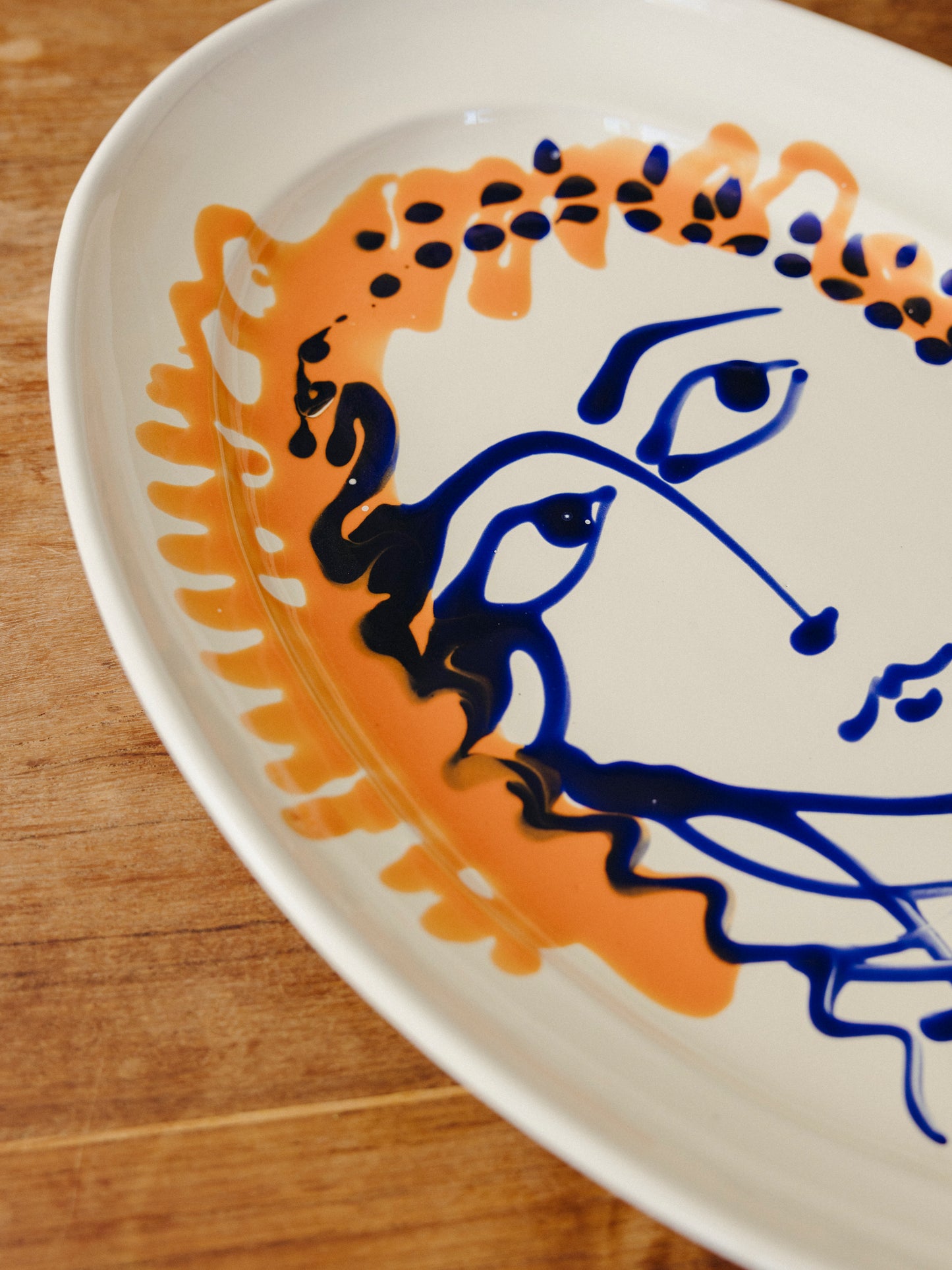 Ceramic Face Large Oval Platter, No. 01