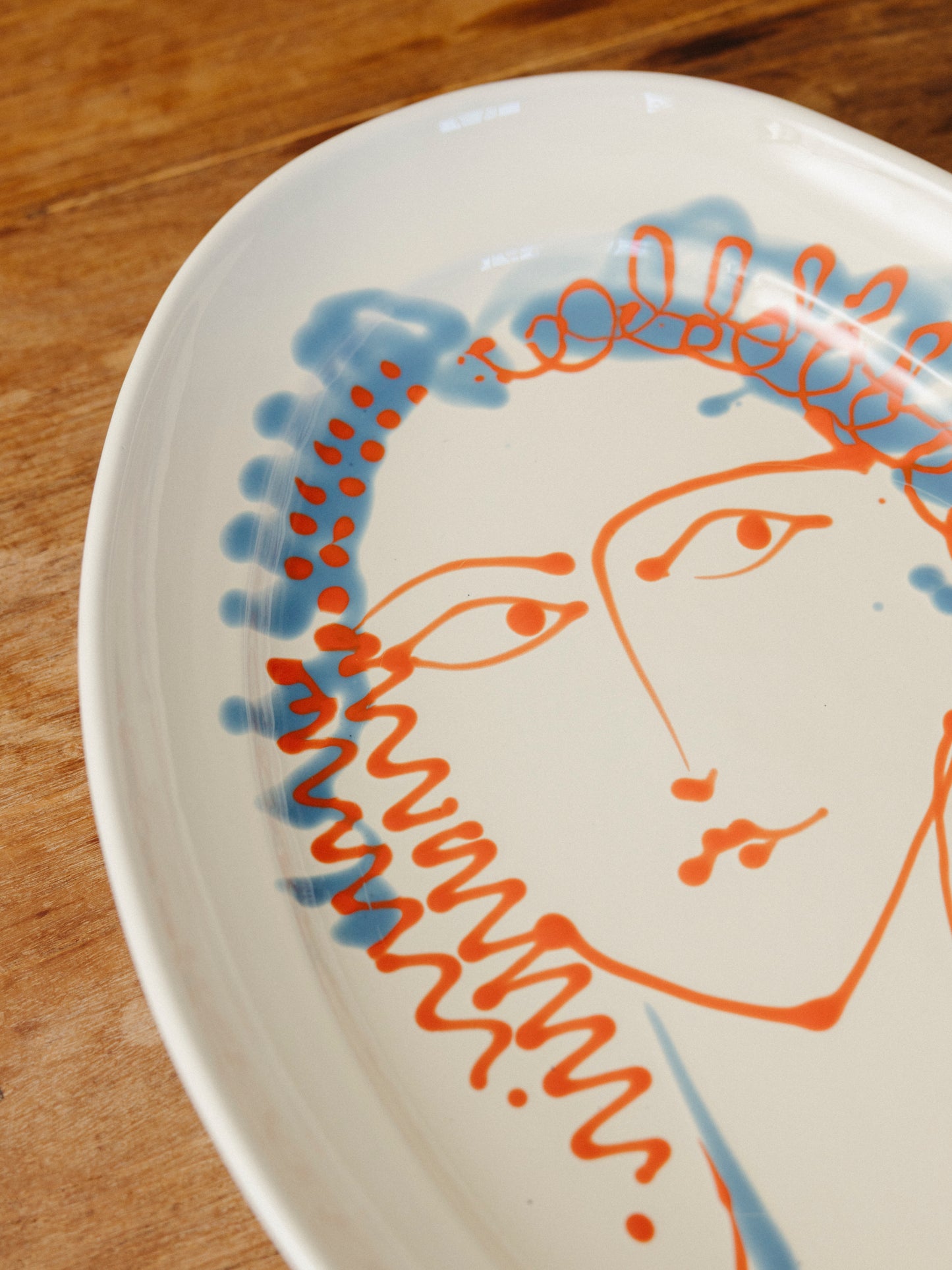 Ceramic Face Large Oval Platter, No. 02