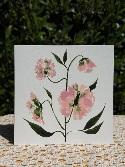 Pink Sweet Pea Greeting Card
