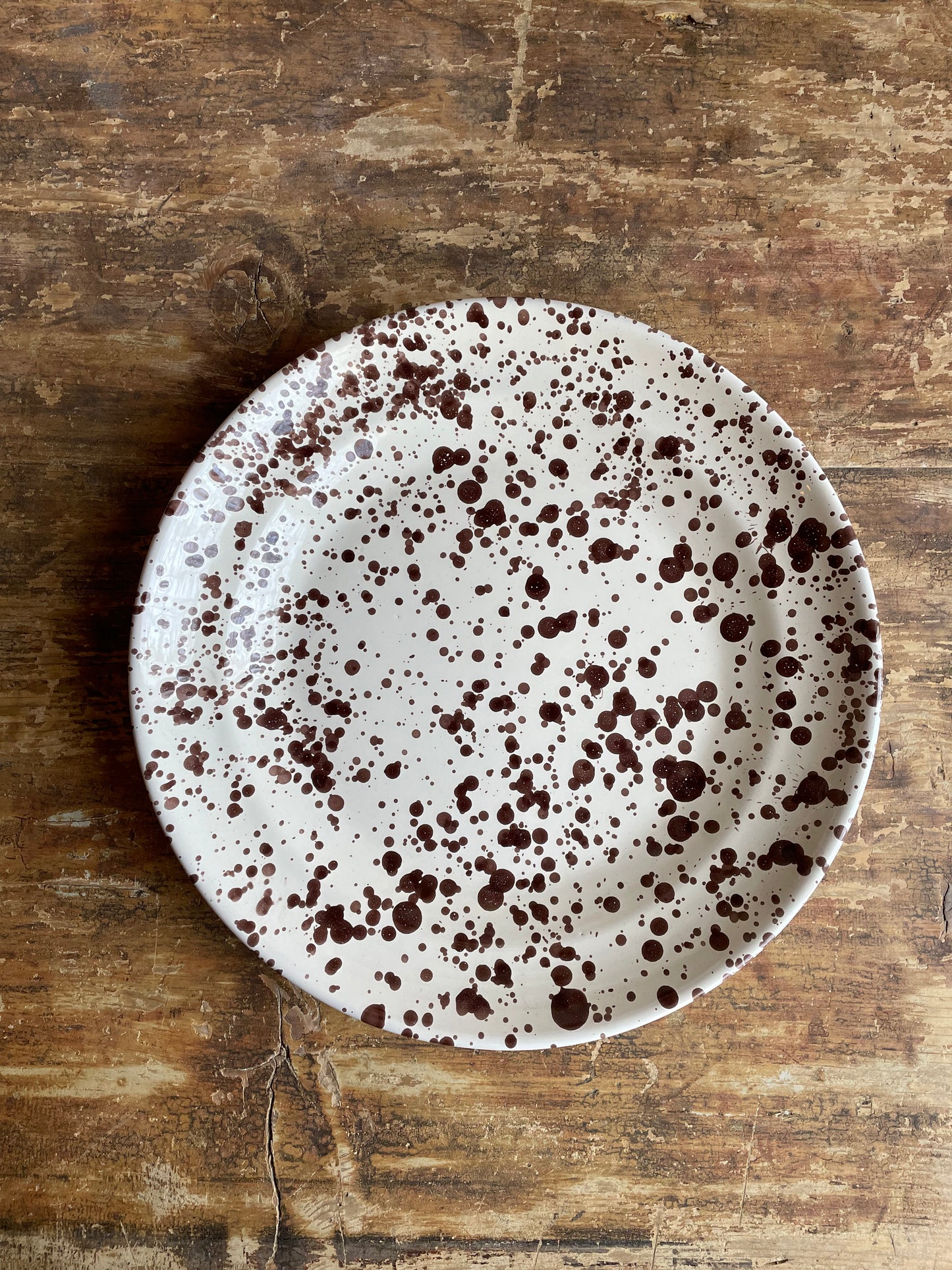 Original Ceramic Splatter Ivory Brown Dinner Plate