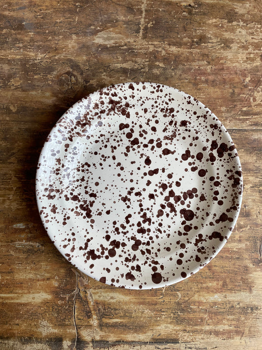 Original Ceramic Splatter Ivory Brown Dinner Plate