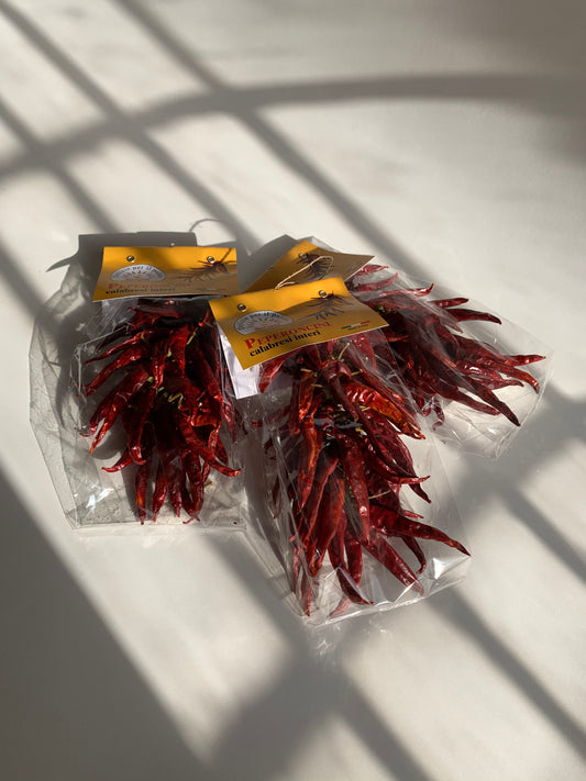 Calabrian "Peperoncino a Treccia" (Dried & Braided Hot Peppers)