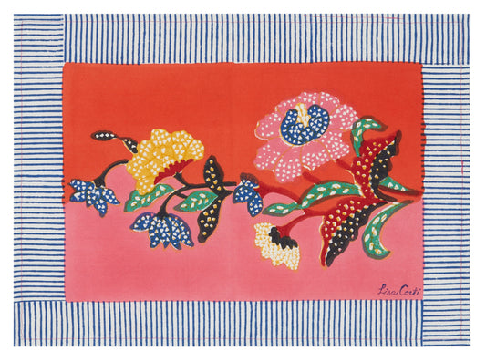 Lisa Corti Indonesian Red Rose Cotton Placemat