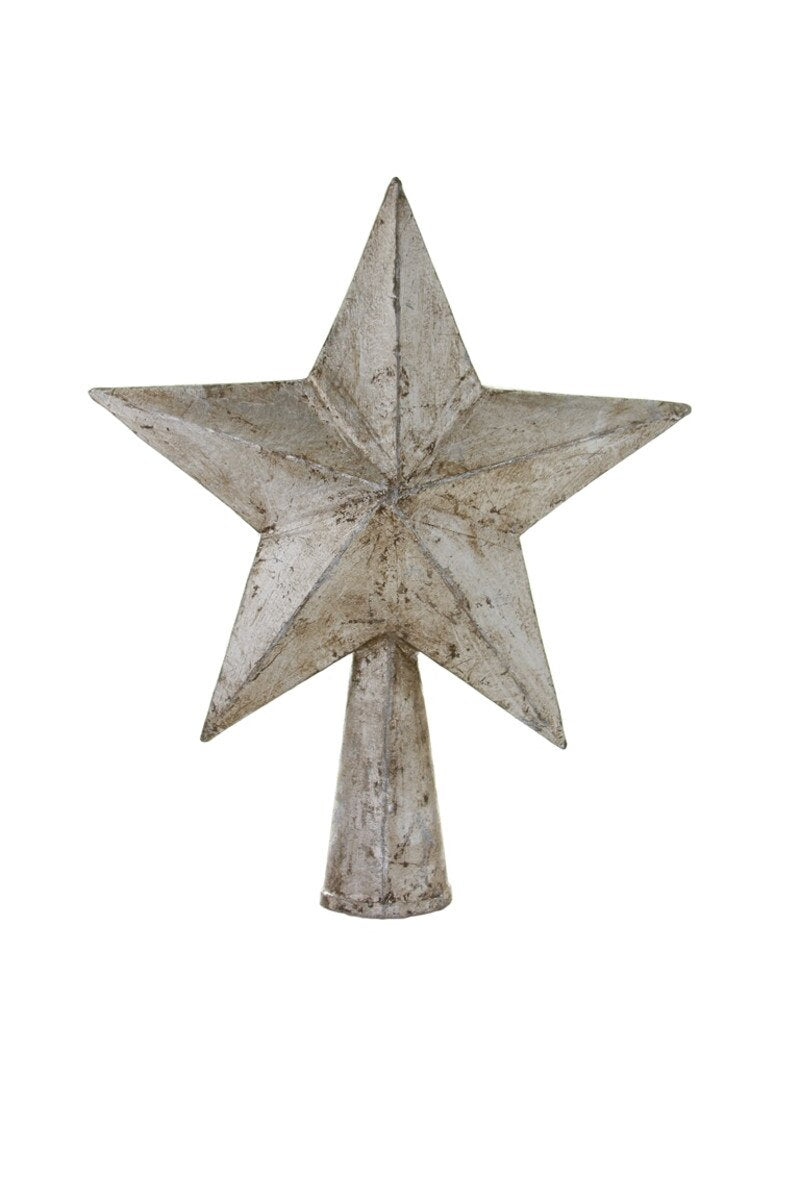 5 Pt Star Tree Topper-Antique Silver Large