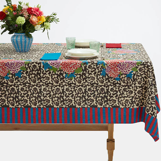 Lisa Corti Arabesque Corolla Natural Coffee Tablecloth
