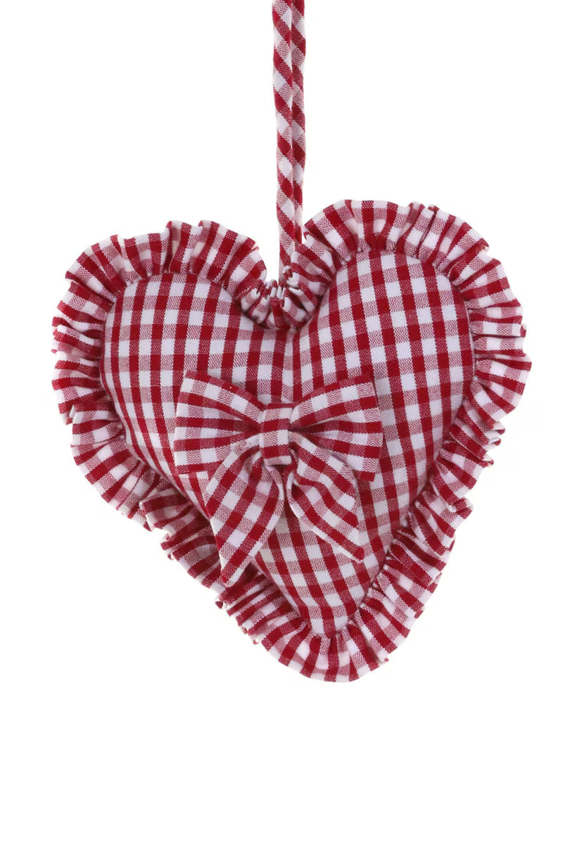 Ruffled Heart-Red Gingham Ornament