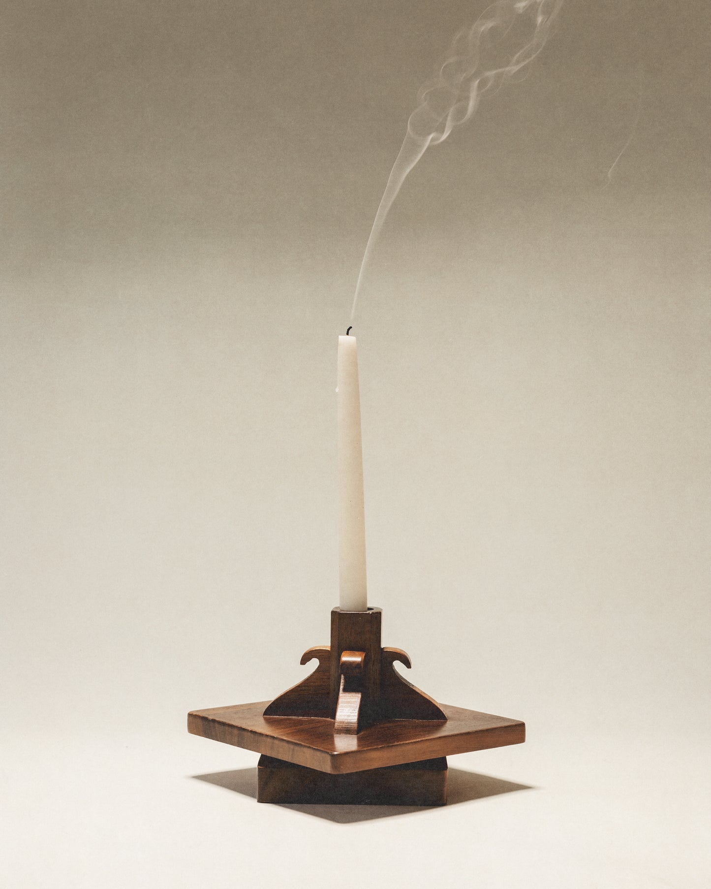 Walnut Swivel Base Candlestick Holder