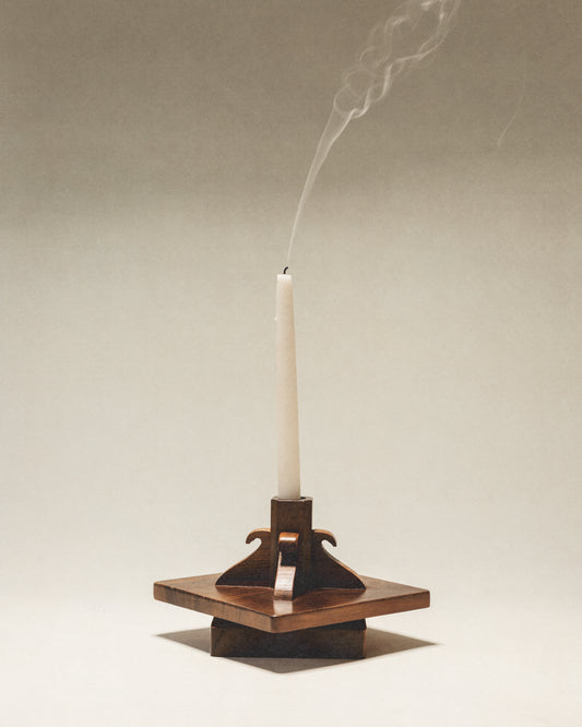 Walnut Swivel Base Candlestick Holder