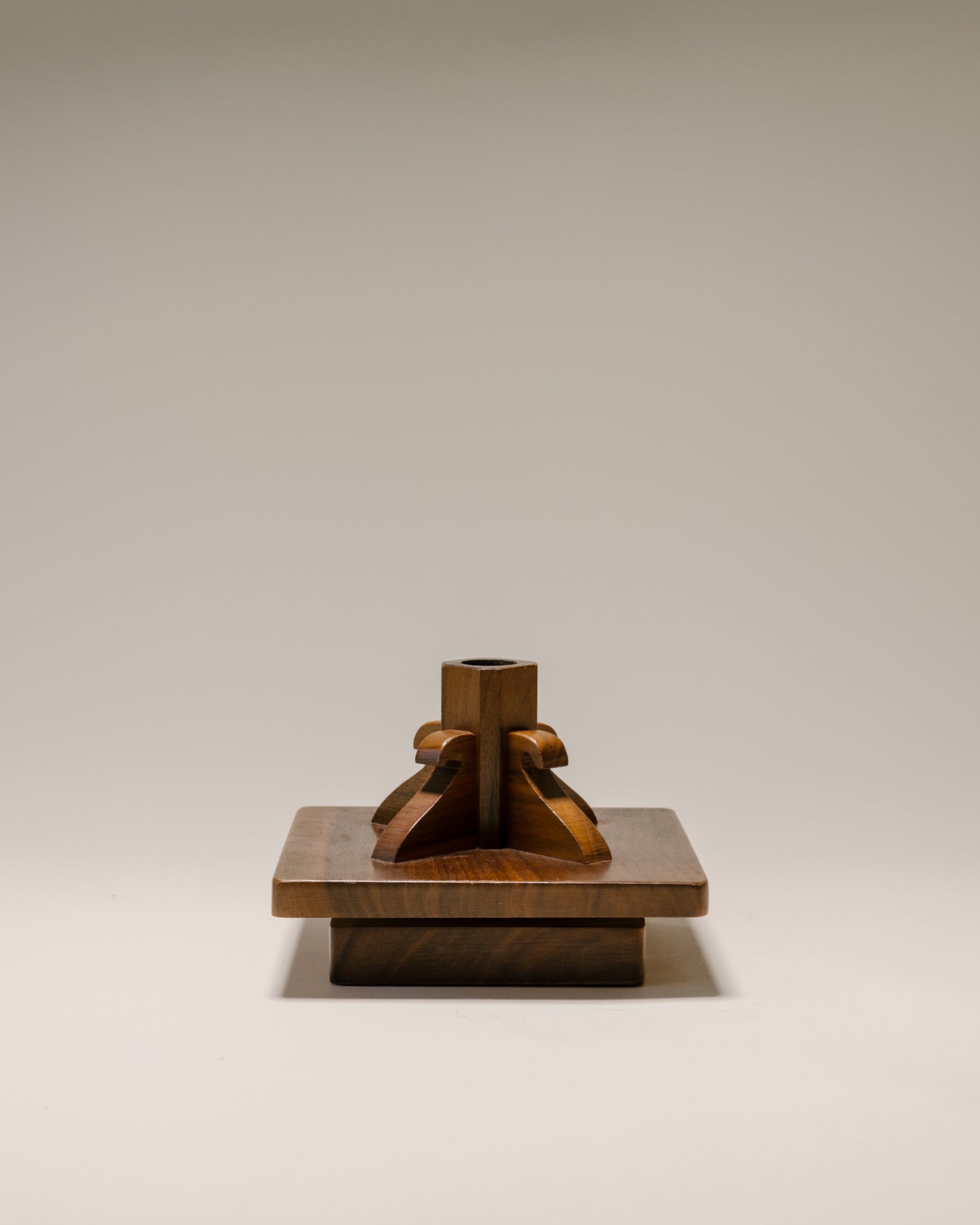 Walnut Swivel Base Candlestick Holder