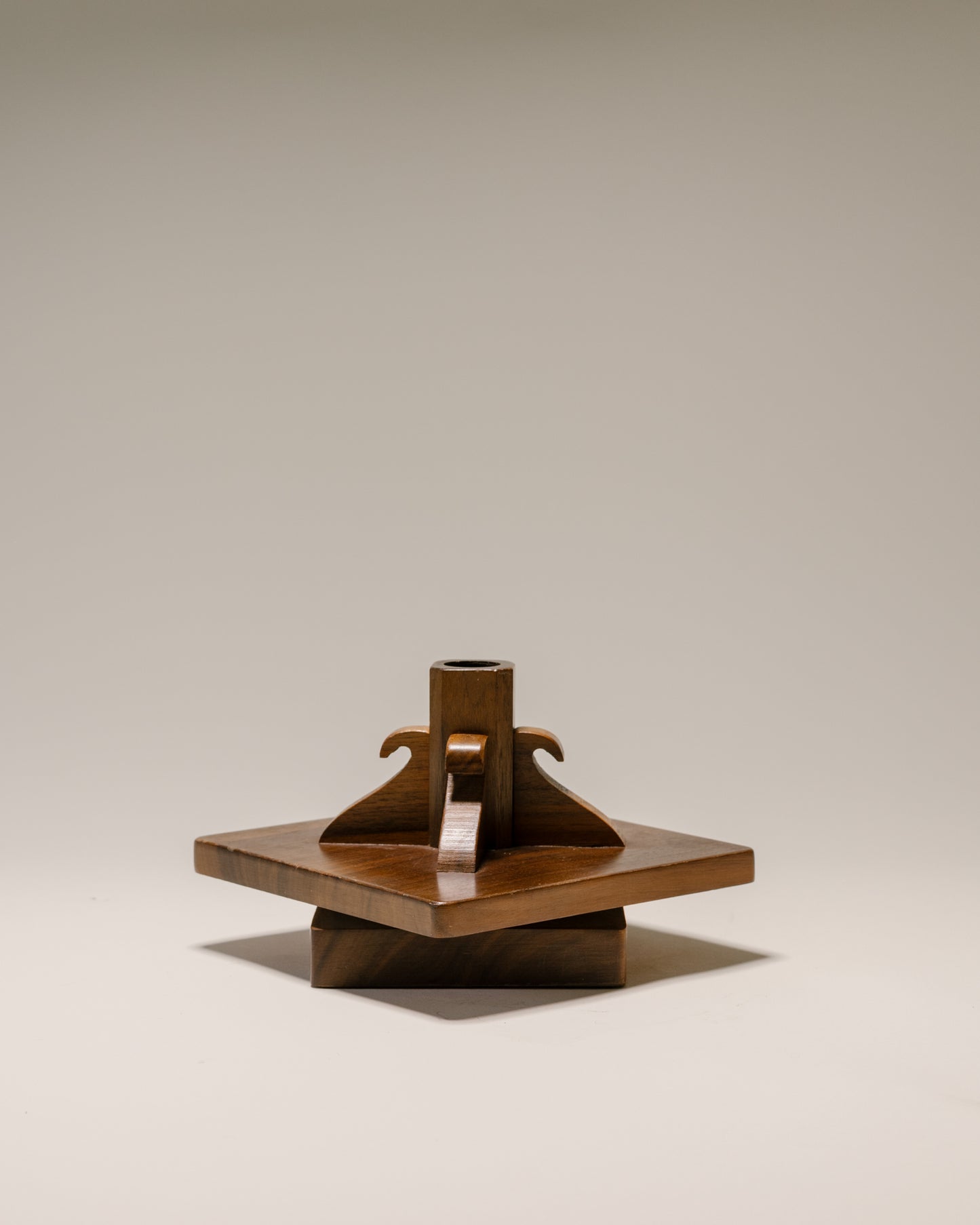 Walnut Swivel Base Candlestick Holder