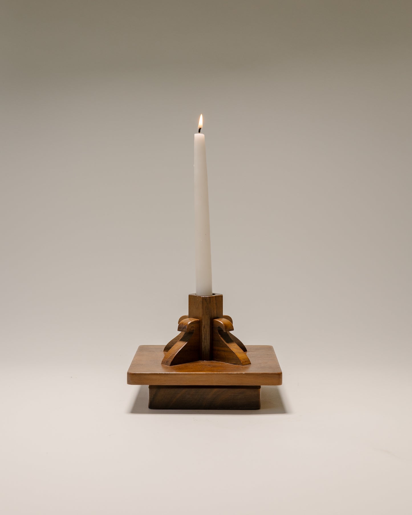 Walnut Swivel Base Candlestick Holder