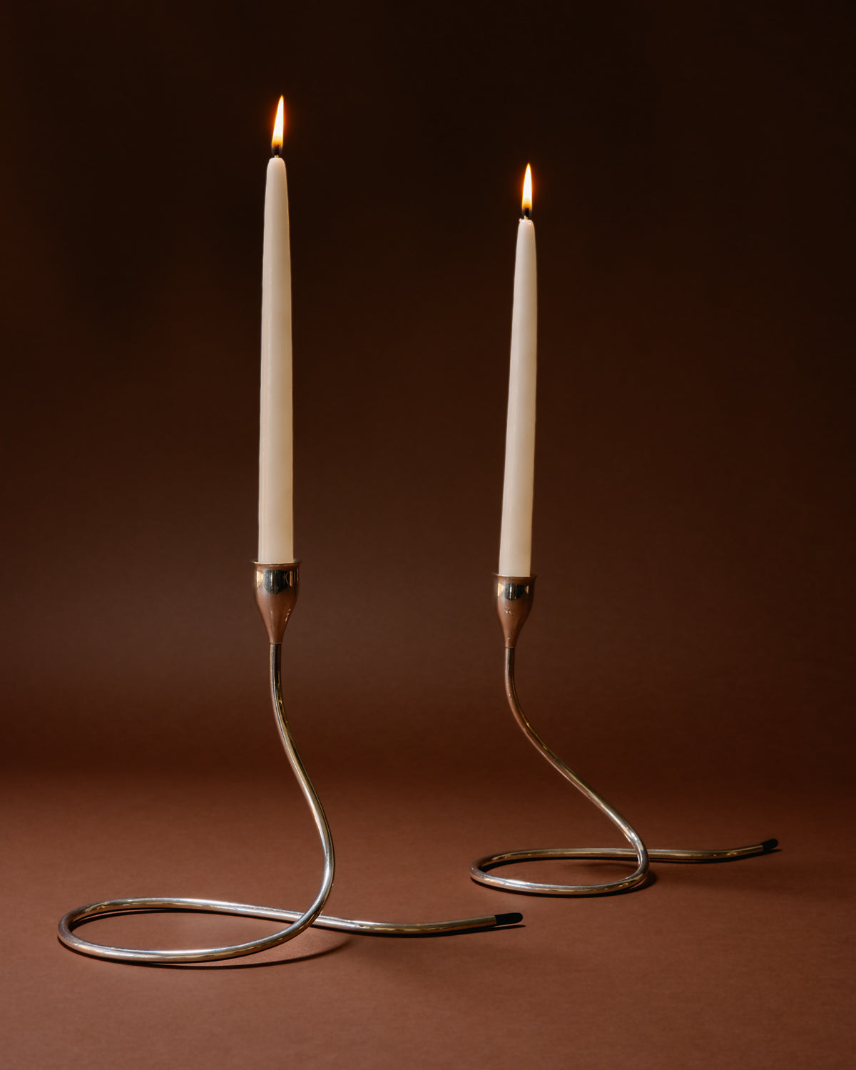 Sterling Silver Serpentine Candlestick Holders