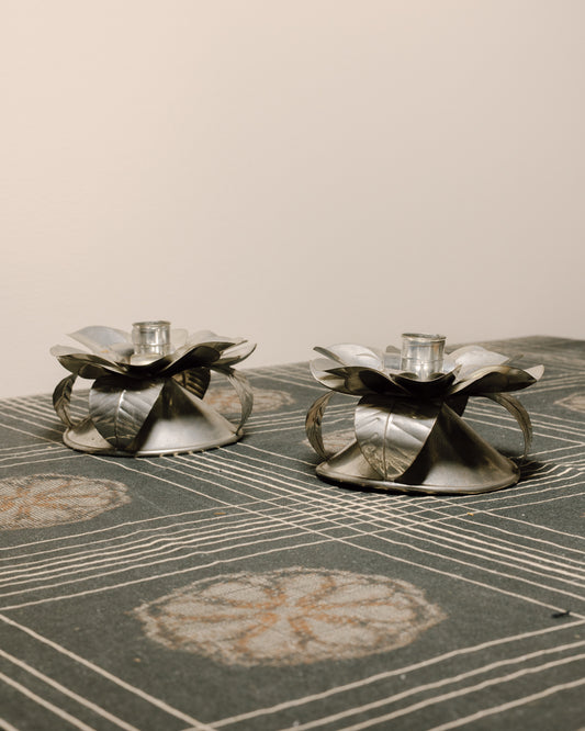 Tin Flora Candlesticks