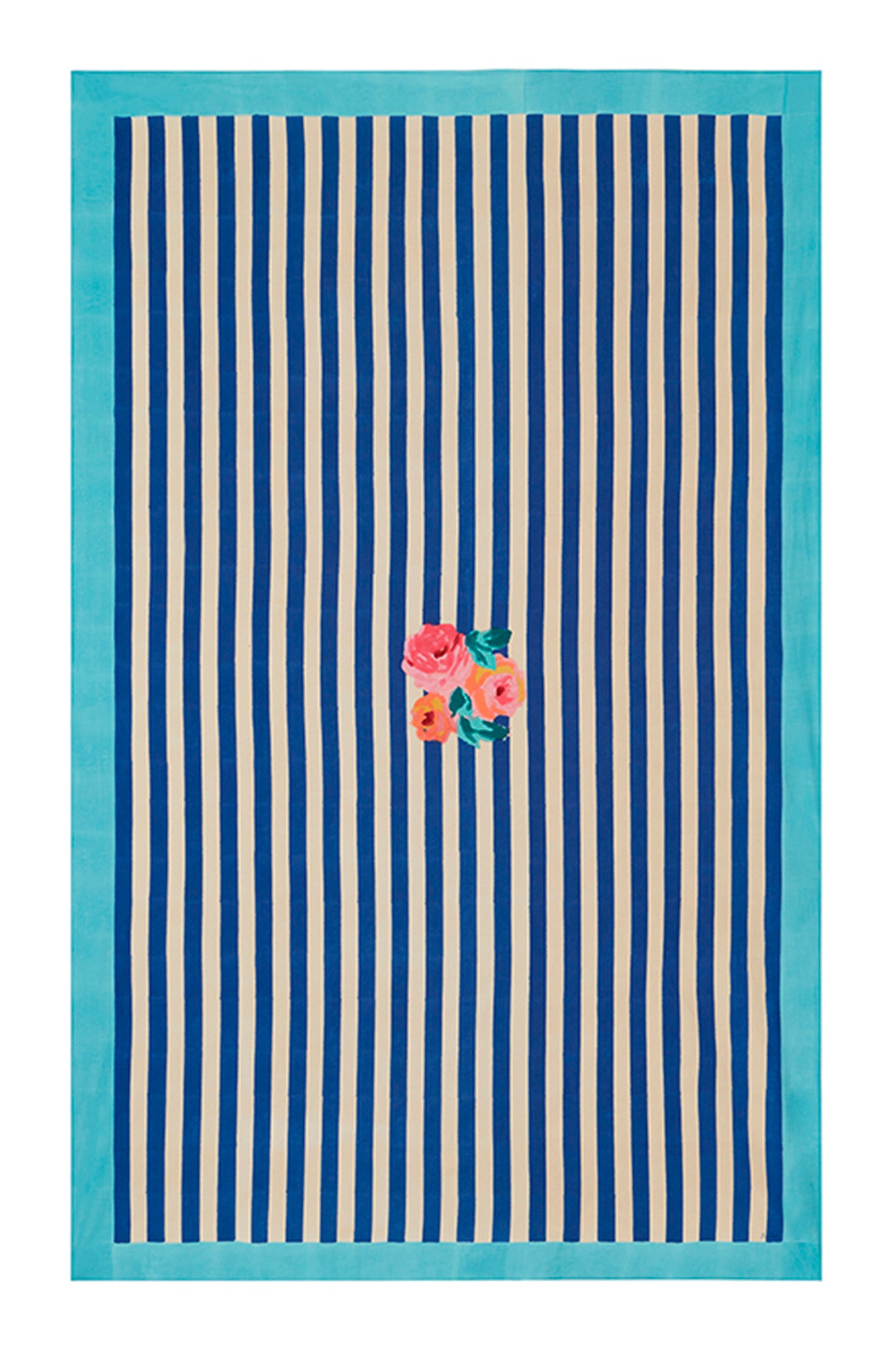 Lisa Corti Nizam Stripes Blue Natural Tablecloth