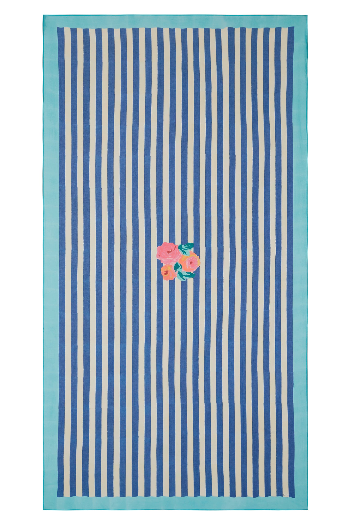 Lisa Corti Nizam Stripes Blue Natural Tablecloth