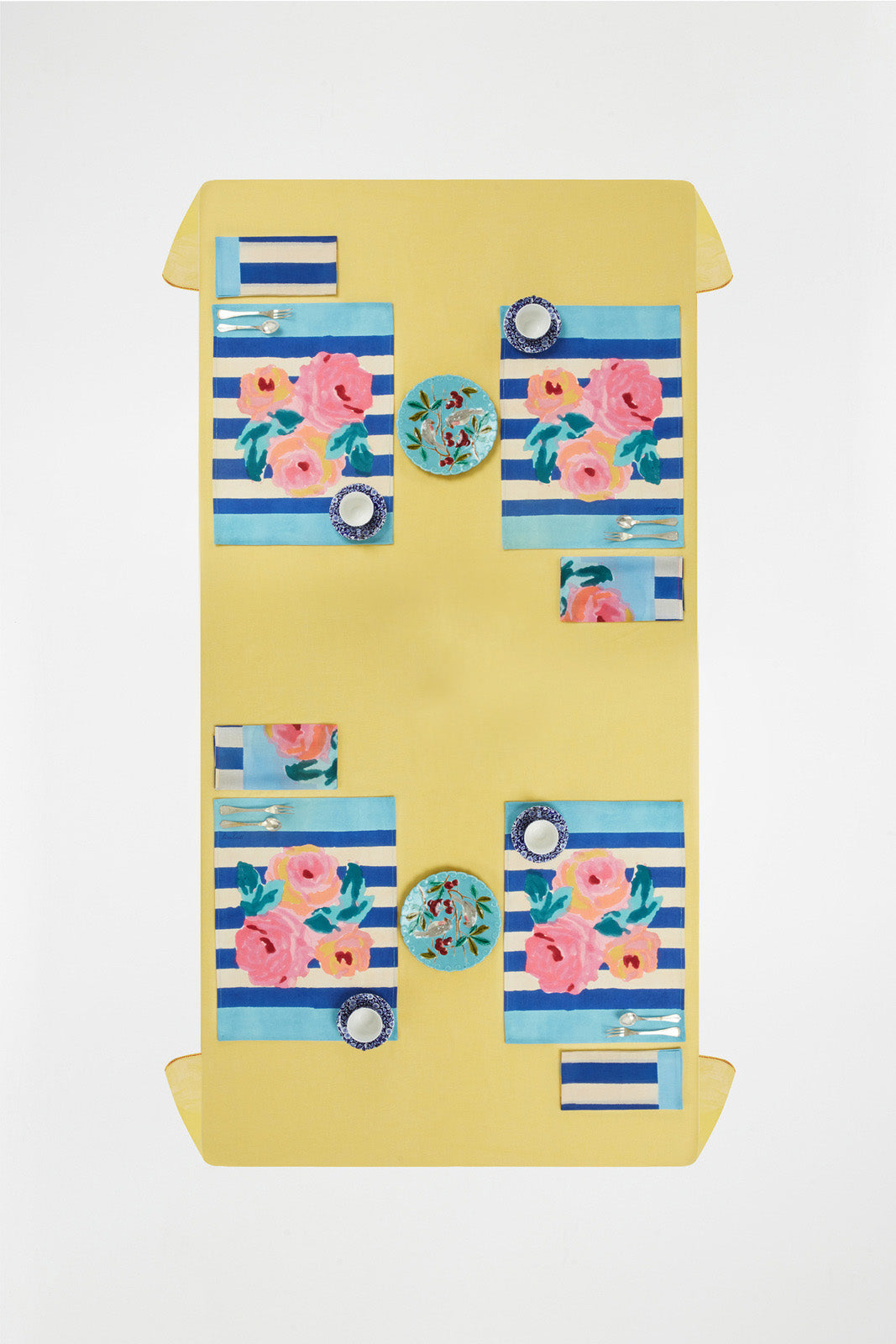 Lisa Corti Nizam Stripes Blue Cotton Placemat
