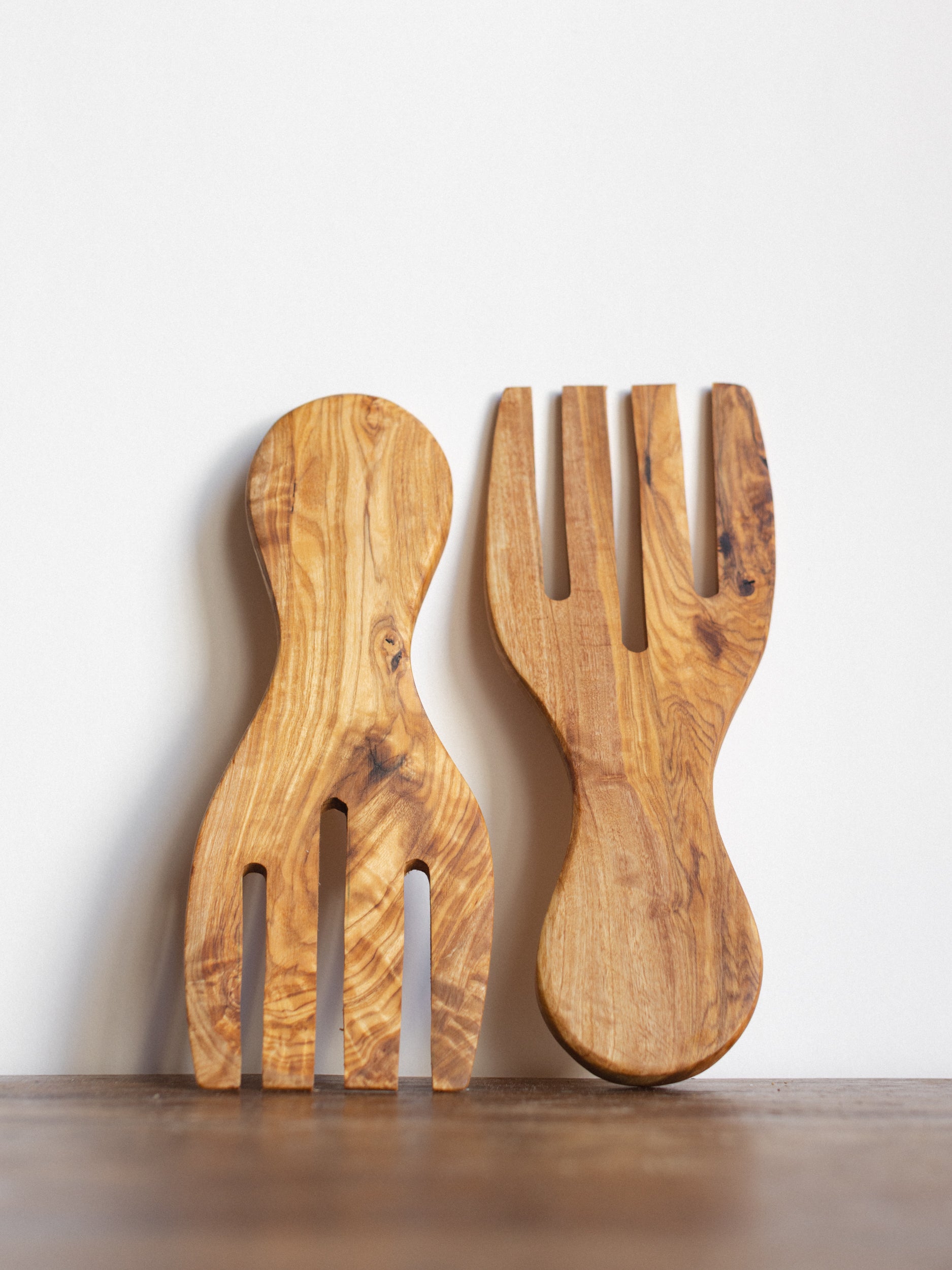 Olive Wood Short Salad Serving Forks