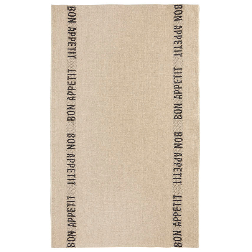 Bon Appetit Tea Towel - Linen/Black