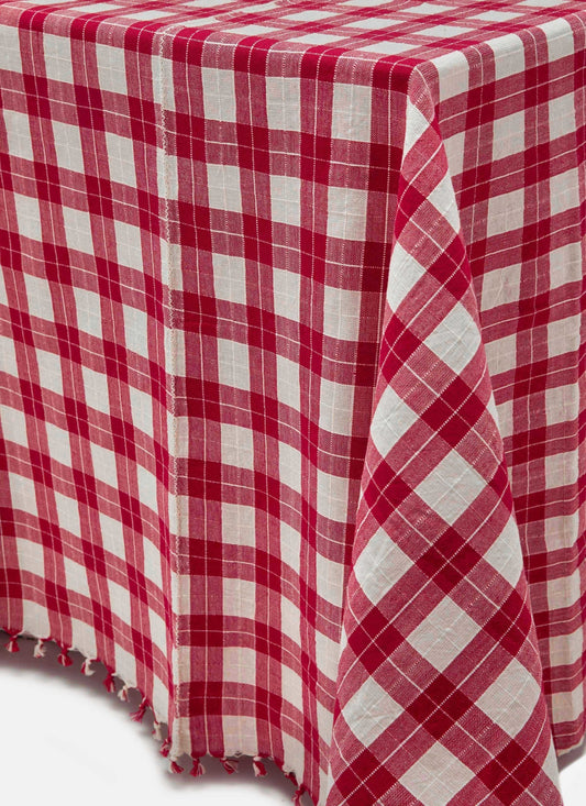 Annabelle Plaid Red Tablecloth